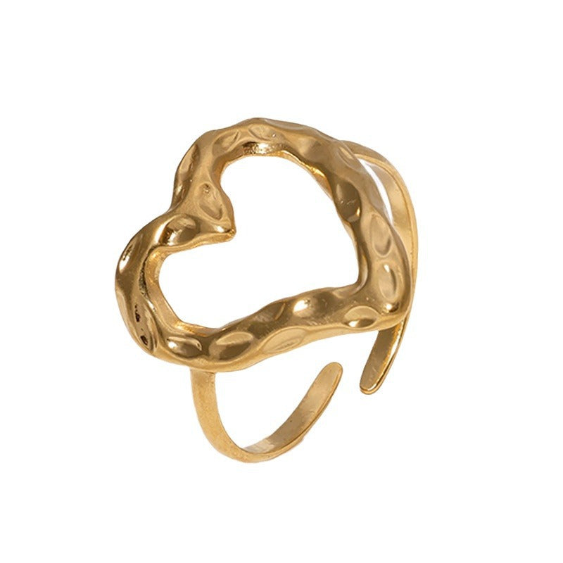 Stainless Steel Adjustable Open Rings For Women Minimalist Aesthetic Heart Evil Eye Leaf Geometric Enamel Drip Oil Jewelry - View 5