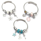 Charm Bracelet Stainless Steel Alloy Pendant Crystal Glass Beads Butterfly Heart Flower Adjustable Jewelry For Women
