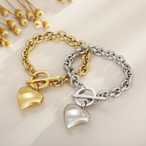 Heart Pendant Necklace And Bracelet