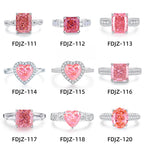S925 Sterling Silver Ring Padparadscha Pink Gemstone Halo High Carbon Diamond Elegant Jewelry Wedding Engagement For Women