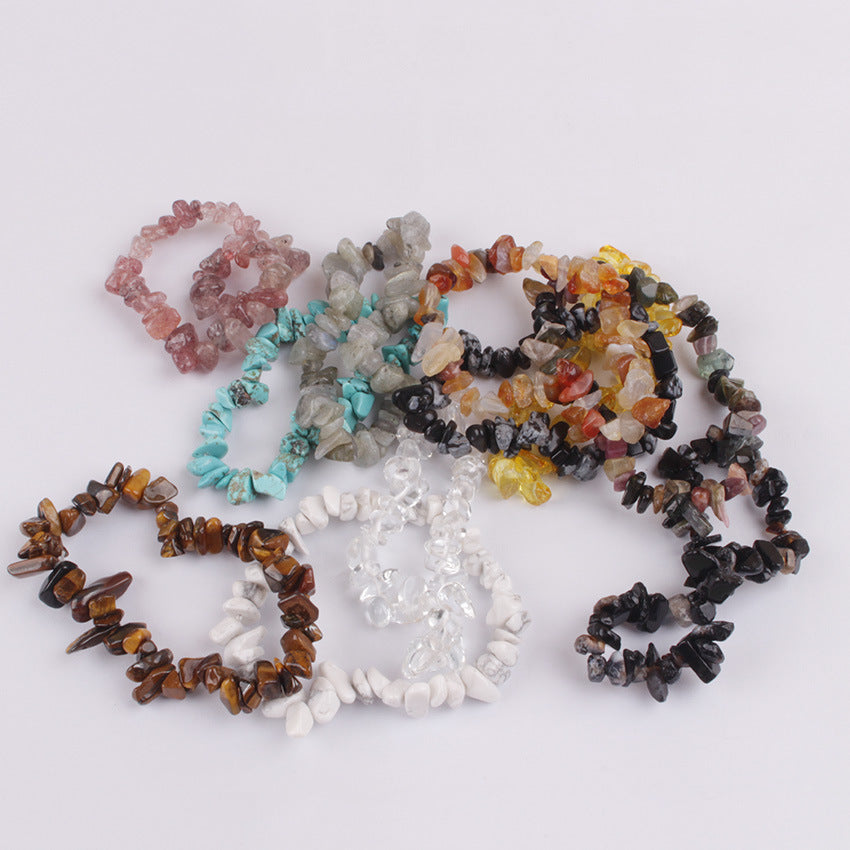 Natural Stone Chip Bracelet Irregular Gemstone Fragments Elastic Handmade Bohemian Healing Reiki Jewelry For Women Men - View 3