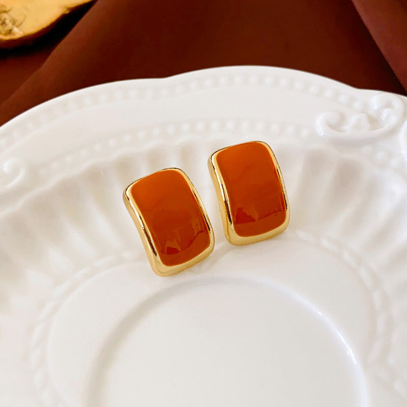 Vintage Enamel Oil Painting Style Earrings