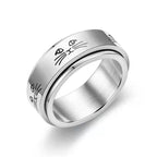Stainless Steel Spinner Ring Anxiety Stress Relief Fidget Band Cat Butterfly Star Moon Cross Poker Pattern For Men Women - View 3