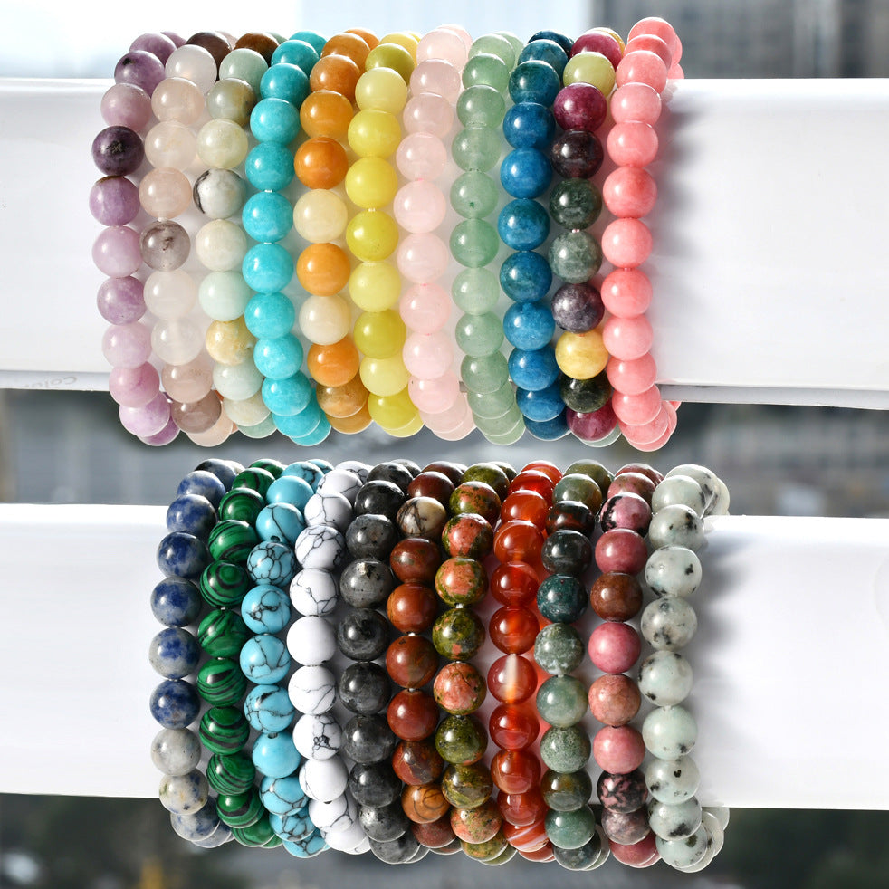 Natural Gemstone Beaded Bracelet Handmade Healing Crystal Jewelry Gift With Inspirational Card For Men Women Elastic - View 4