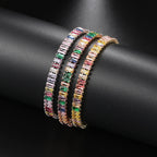 Baguette Cut Rectangular Cubic Zirconia Tennis Bracelet Copper Gold Plated Fashion Jewelry For Women Elegant Sparkling - View 3