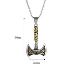 Viking Double Axe Pendant Necklace Men Titanium Steel Two Tone Gold Antique Silver Norse Mythology Biker Jewelry Accessory Gift - View 5
