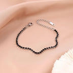 Stainless Steel Tennis Bracelet Necklace Round Zircon Inlaid Adjustable Jewelry Gift For Unisex Minimalist Elegant