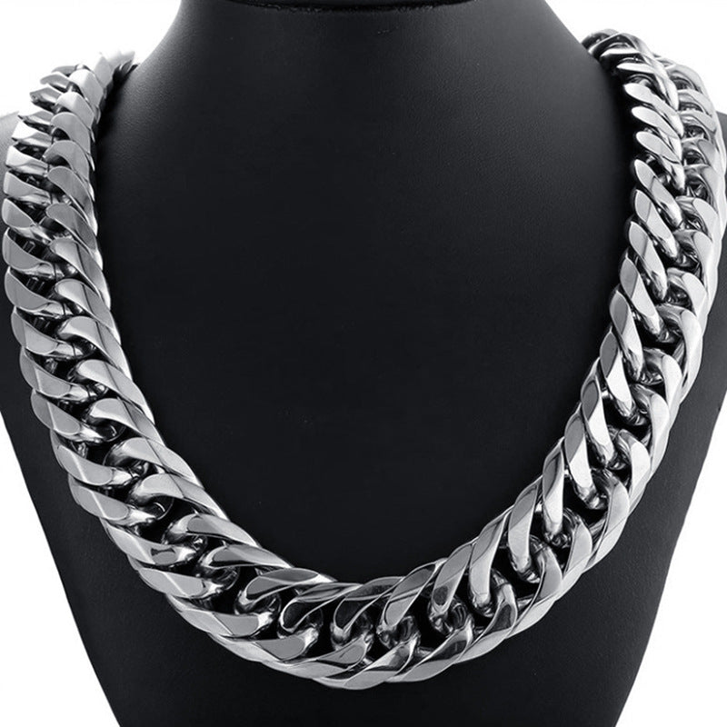 Cuban Link Chain Necklace Bracelet Stainless Steel Punk Heavy Duty Flat Polished Jewelry For Men Women - View 3