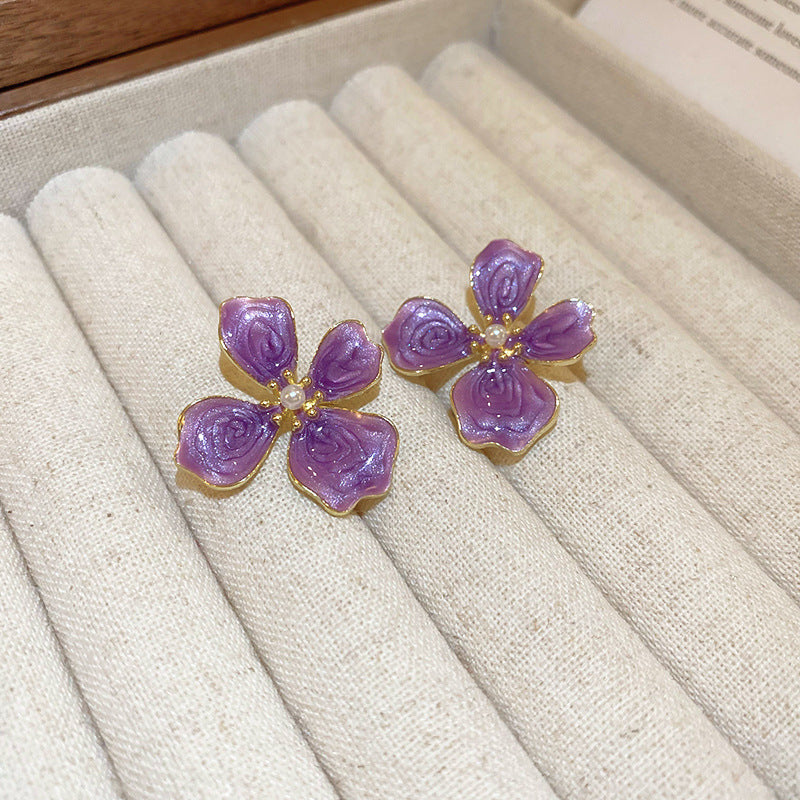 Vintage Enamel Oil Painting Style Earrings