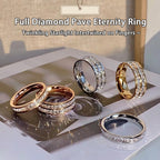Eternity Ring For Women Titanium Steel Bling Cubic Zirconia Square Full Star Design Simple Chic Band Jewelry Gift