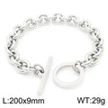 Heart Pendant Necklace And Bracelet Stainless Steel Chunky Chain Toggle Clasp Minimalist Jewelry For Women - Steel OT Bracelet
