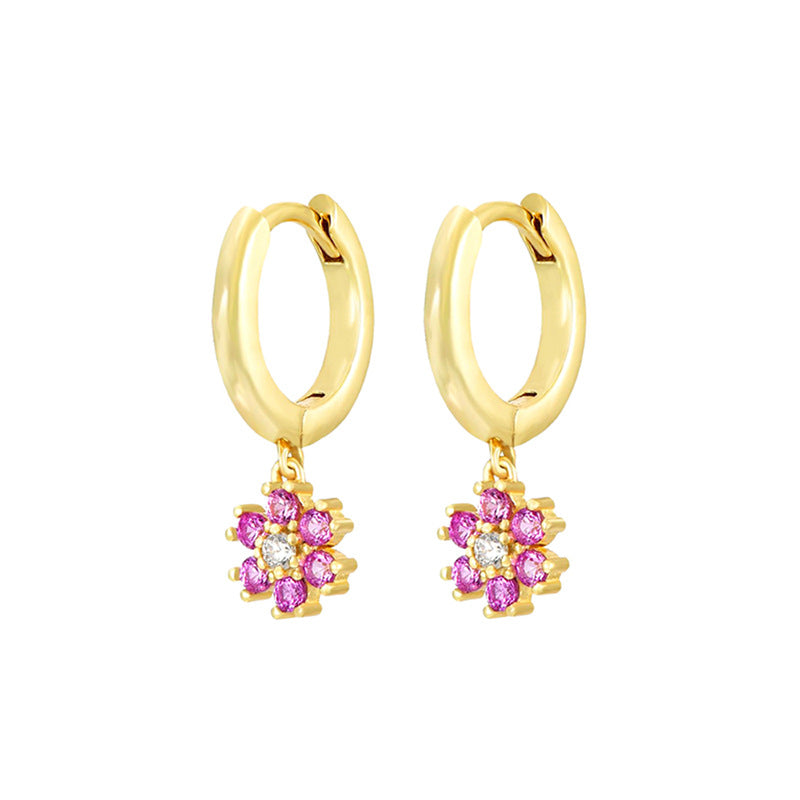 Fashion Zircon Earrings Brass Jewelry Hoop
