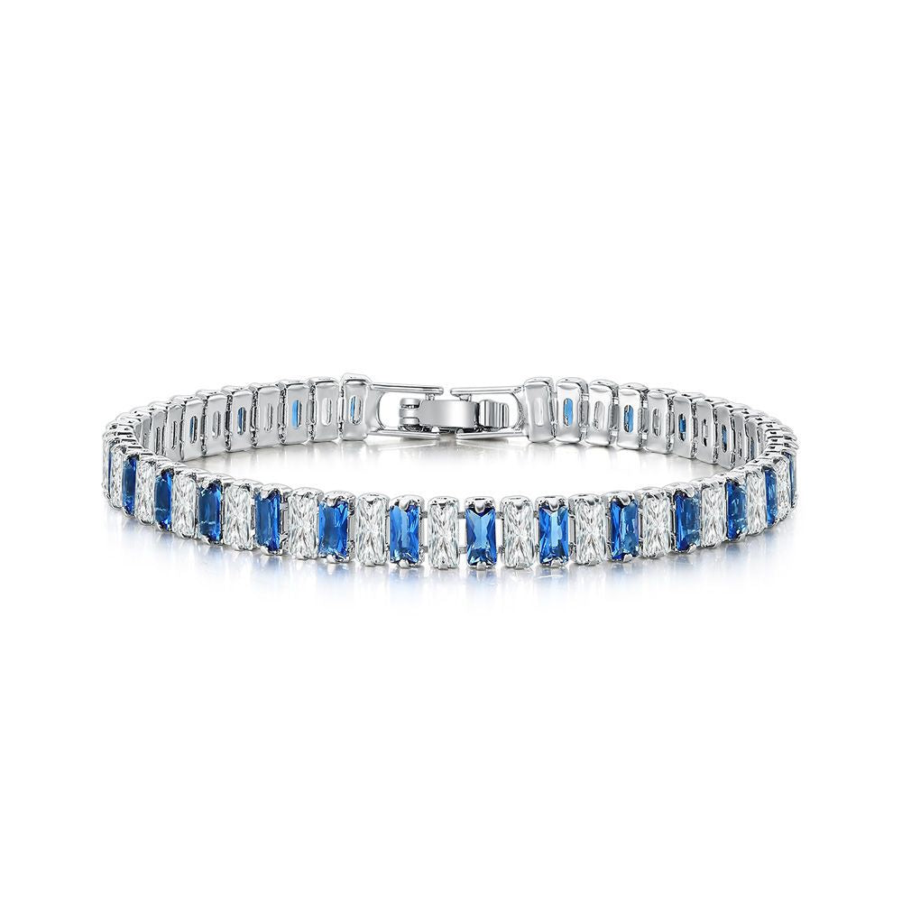 Baguette Cut Rectangular Cubic Zirconia Tennis Bracelet Copper Gold Plated Fashion Jewelry For Women Elegant Sparkling - View 5