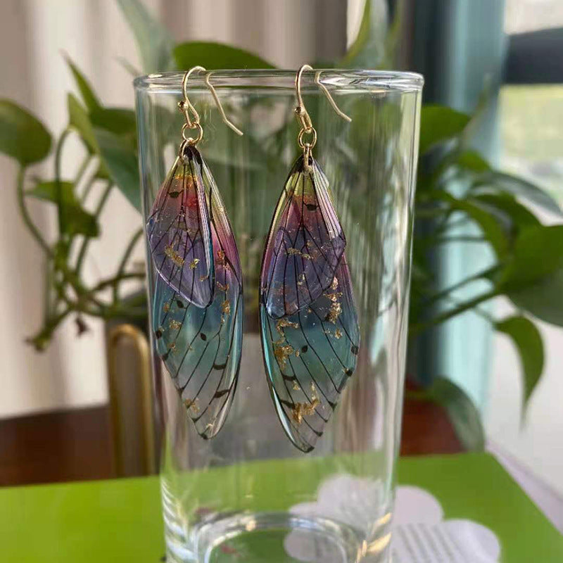 Butterfly Wing Drop Earrings Gradient Resin
