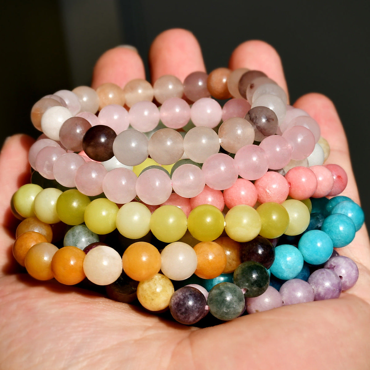 Natural Gemstone Beaded Bracelet Handmade Healing Crystal Jewelry Gift With Inspirational Card For Men Women Elastic - View 3