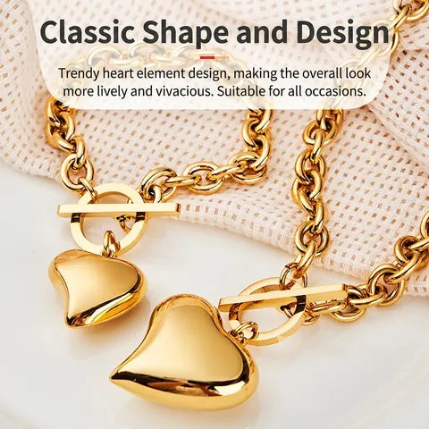 Heart Pendant Necklace And Bracelet