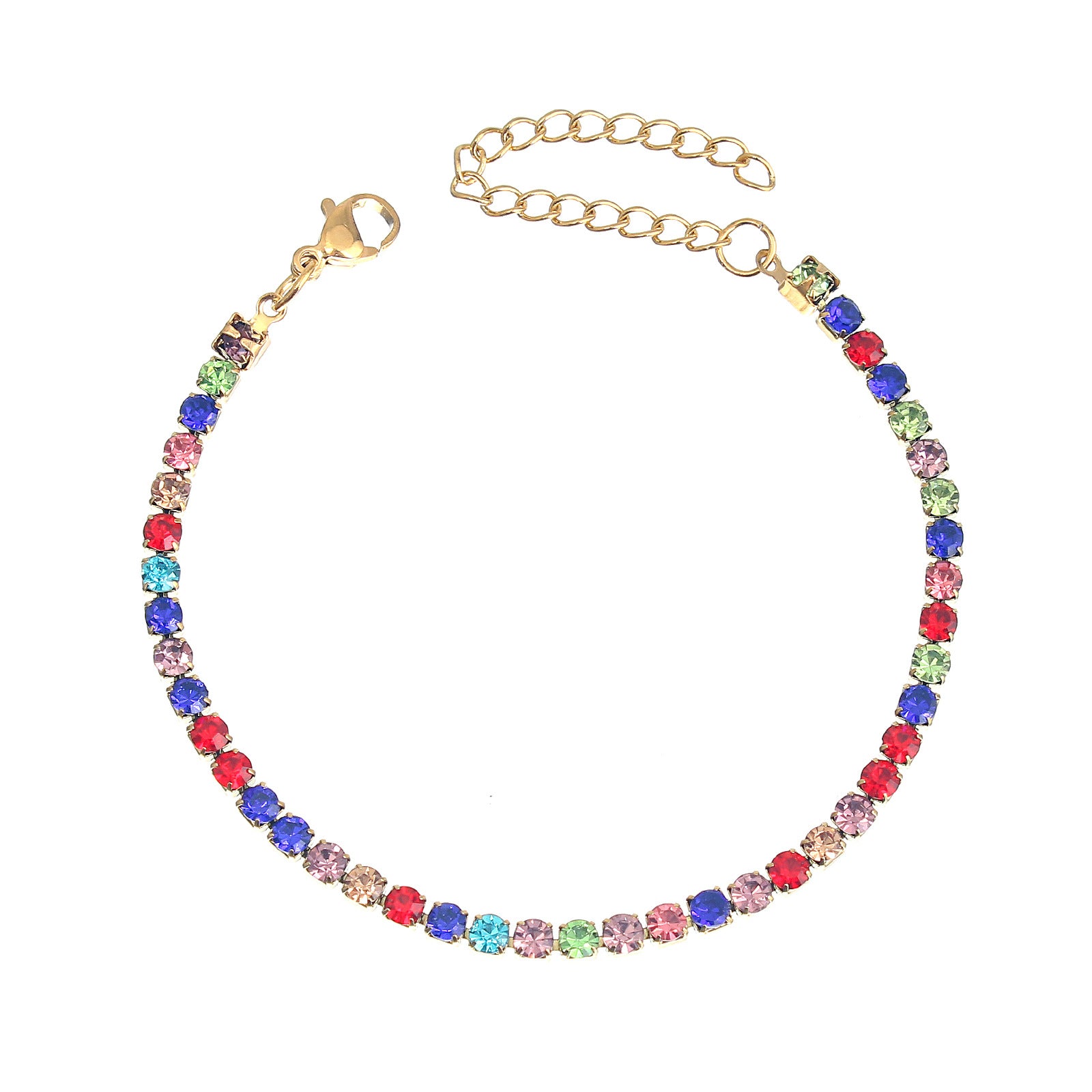 Stainless Steel Tennis Bracelet Necklace Round Zircon Inlaid Adjustable Jewelry Gift For Unisex Minimalist Elegant