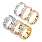 Eternity Ring For Women Titanium Steel Bling Cubic Zirconia Square Full Star Design Simple Chic Band Jewelry Gift - View 5