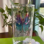 Butterfly Wing Drop Earrings Gradient Resin Rhinestone Jewelry With 925 Sterling Silver Earring Post