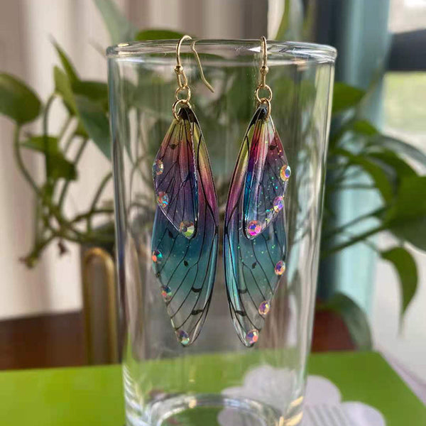Butterfly Wing Drop Earrings Gradient Resin