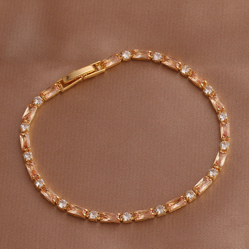 Colored Zircon Tennis Necklace Copper 18K