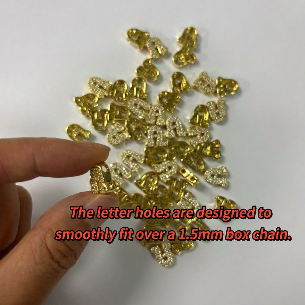 Letter Pendant Bracelet Necklace Brass Cubic Zirconia 18K Gold Plated Adjustable Box Chain Micro Pave Iced Out Women Jewelry - View 3