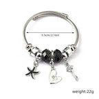 Charm Bracelet Stainless Steel Alloy Pendant Crystal Glass Beads Butterfly Heart Flower Adjustable Jewelry For Women - View 3