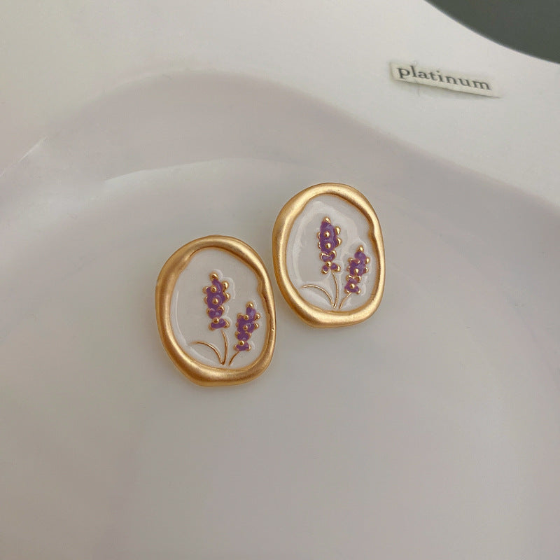 Vintage Enamel Oil Painting Style Earrings