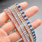 Baguette Cut Rectangular Cubic Zirconia Tennis Bracelet Copper Gold Plated Fashion Jewelry For Women Elegant Sparkling - View 4