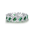 925 Sterling Silver Emerald Cut Zirconia Eternity Ring Luxurious Geometric Stackable Wedding Anniversary Ring For Women Jewelry - View 5