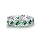 925 Sterling Silver Emerald Cut Zirconia Eternity Ring Luxurious Geometric Stackable Wedding Anniversary Ring For Women Jewelry - View 5
