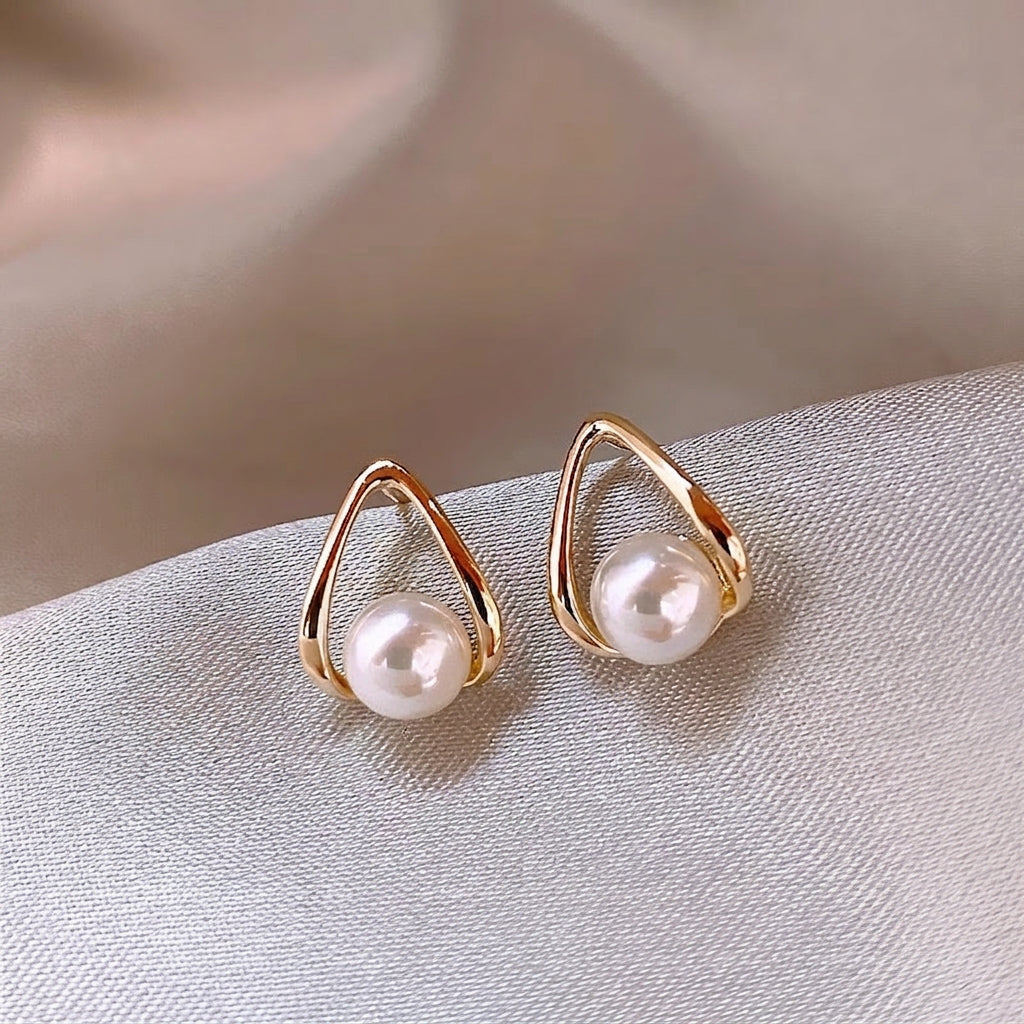Alloy Rhinestone Artificial Pearl Earrings