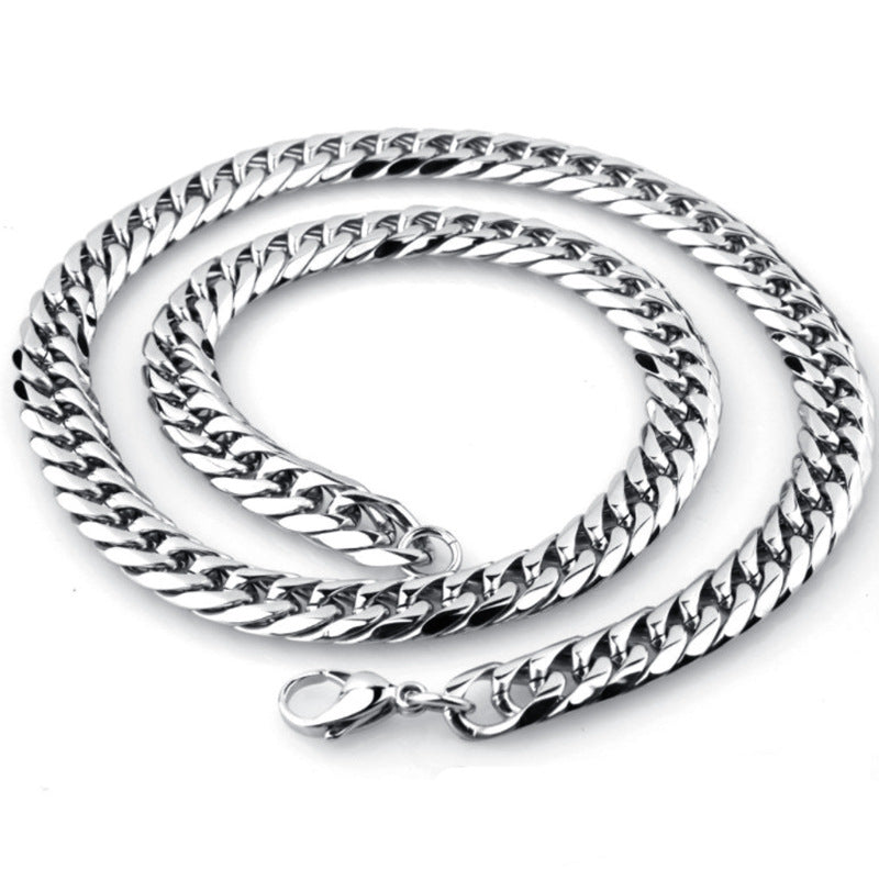 Cuban Link Chain Necklace Bracelet Stainless Steel Punk Heavy Duty Flat Polished Jewelry For Men Women - View 5