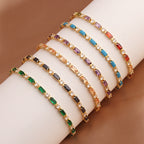 Colored Zircon Tennis Necklace Copper 18K Gold Plated Emerald Cut Rectangular Round Stones Choker Jewelry For Women - View 4