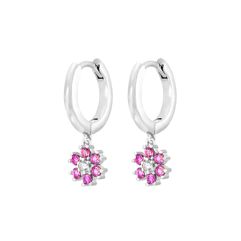 Fashion Zircon Earrings Brass Jewelry Hoop