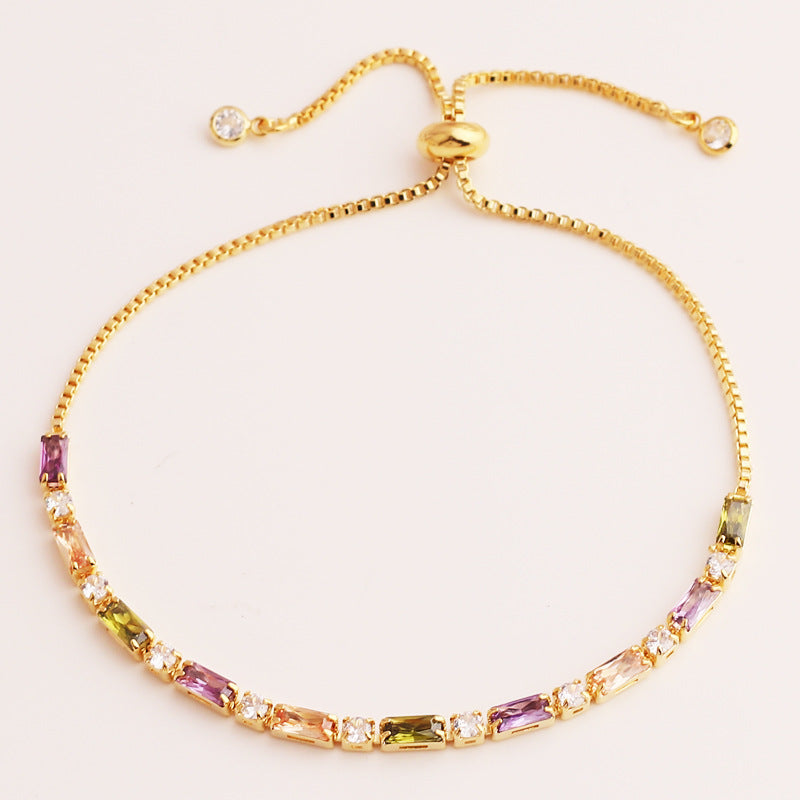 Colored Zircon Tennis Necklace Copper 18K