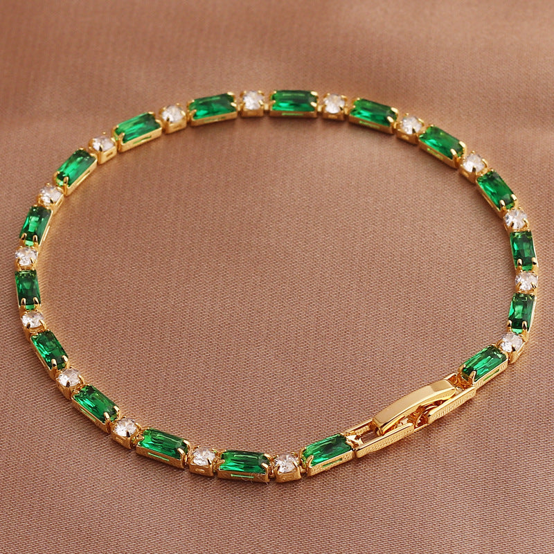 Colored Zircon Tennis Necklace Copper 18K