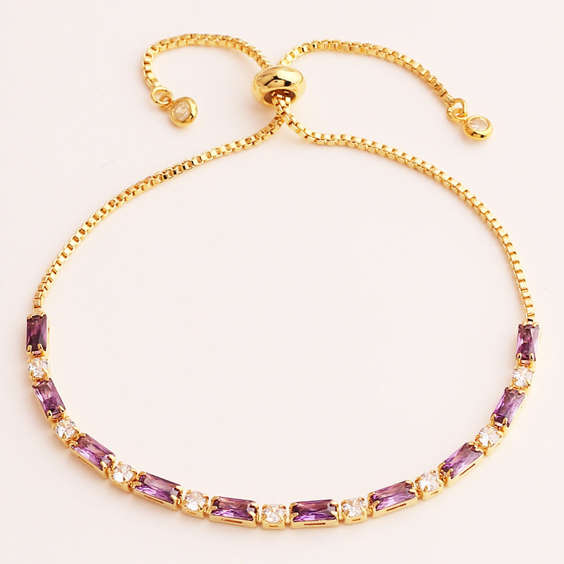 Colored Zircon Tennis Necklace Copper 18K