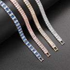 Baguette Cut Rectangular Cubic Zirconia Tennis Bracelet Copper Gold Plated Fashion Jewelry For Women Elegant Sparkling - View 2