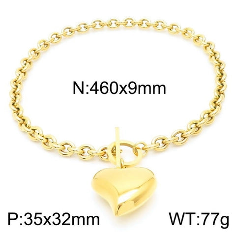 Heart Pendant Necklace And Bracelet