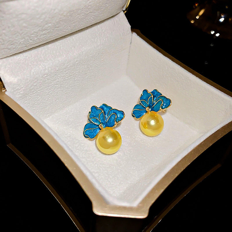 Vintage Enamel Oil Painting Style Earrings