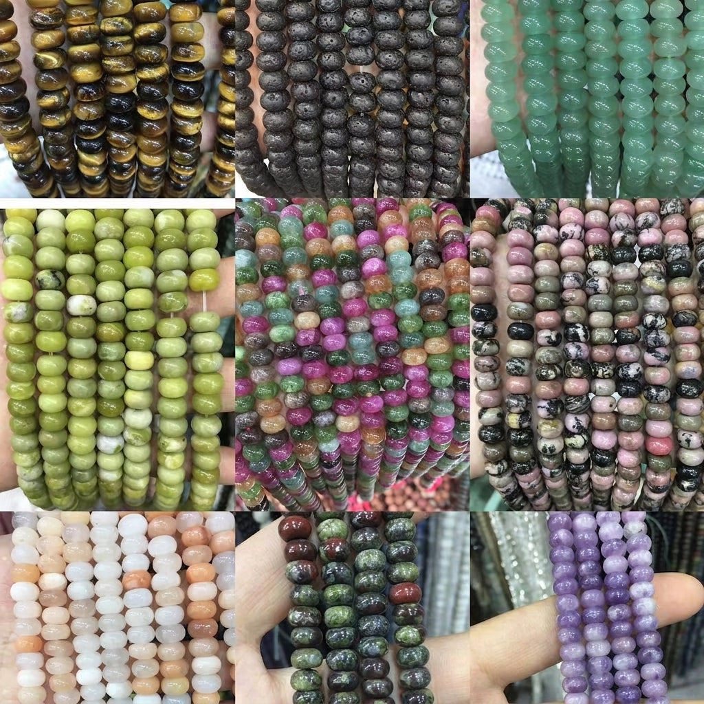 Natural Stone Beads Rondelle Abacus Shape Smooth Spacer For DIY Jewelry Making Handicraft Handmades