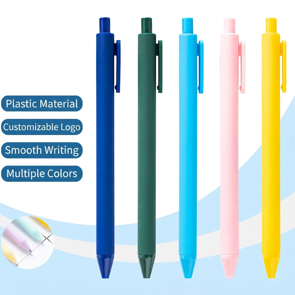 Retractable Ballpoint Pen Plastic Matte Minimalist Macaron Morandi Color Smooth Writing Office School Stationery