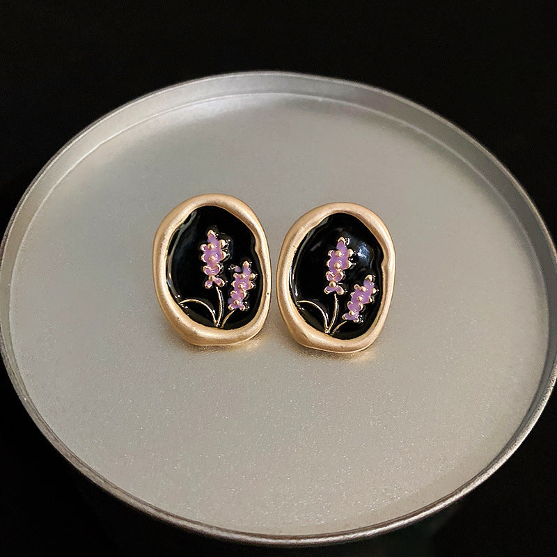 Vintage Enamel Oil Painting Style Earrings