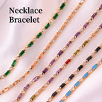 Colored Zircon Tennis Necklace Copper 18K Gold Plated Emerald Cut Rectangular Round Stones Choker Jewelry For Women - View 2