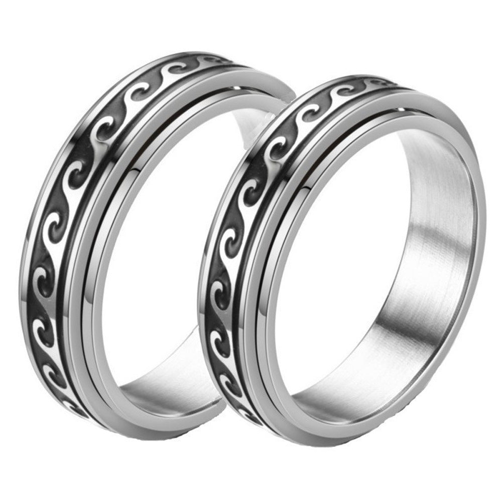Stainless Steel Spinner Ring Anxiety Stress Relief Fidget Band Cat Butterfly Star Moon Cross Poker Pattern For Men Women - View 2