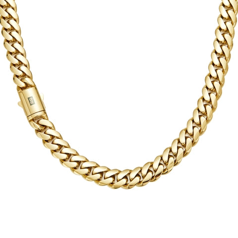 Wholesale Stainless Steel 18K Gold Plated Hip Hop Cuban Link Chain Necklace