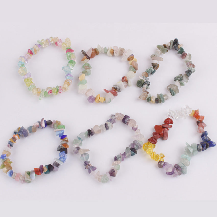 Natural Stone Chip Bracelet Irregular Gemstone Fragments Elastic Handmade Bohemian Healing Reiki Jewelry For Women Men - View 4