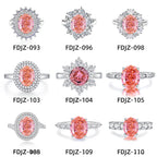S925 Sterling Silver Ring Padparadscha Pink Gemstone Halo High Carbon Diamond Elegant Jewelry Wedding Engagement For Women - View 2