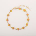 Daisy Flower Bracelet For Women Copper Gold Plated Enamel Colorful Heart Pendant Adjustable Extension Chain Fresh Jewelry - View 3